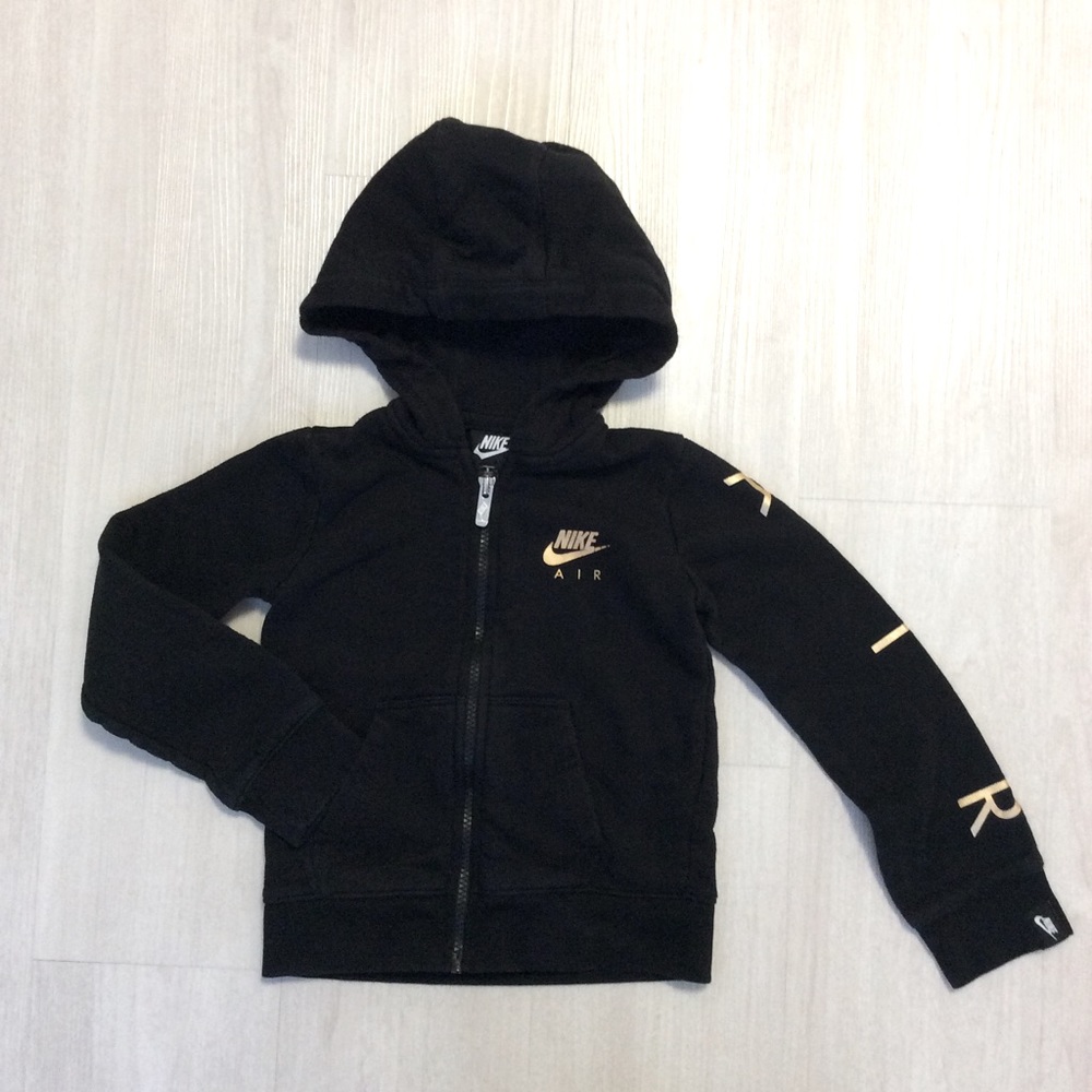 Boys Nike Air Hooded Zip Front Sweatshirt in Black Size S (4/5)